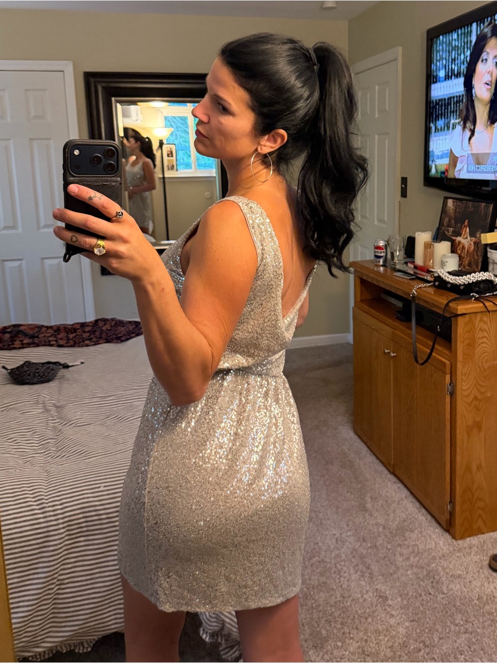 Express Silver Sequin Mini Dress